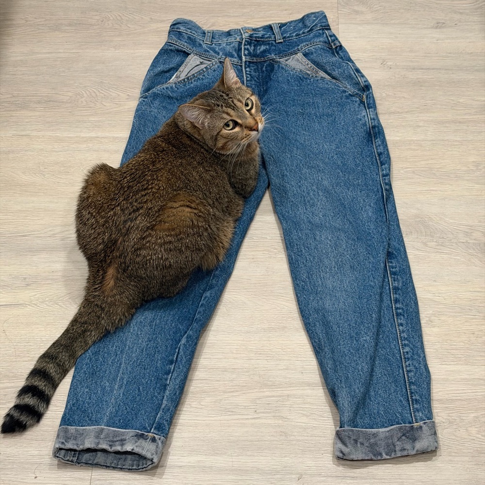 1980’s Cuffed Two-Tone Gasoline Vintage High-Rise Women’s Jeans - Blue